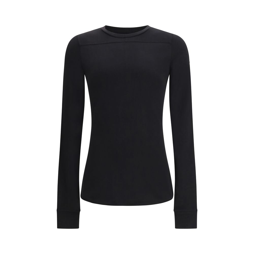 Schwarzes langärmeliges Baumwoll-T-Shirt mit Oversize-Ärmeln