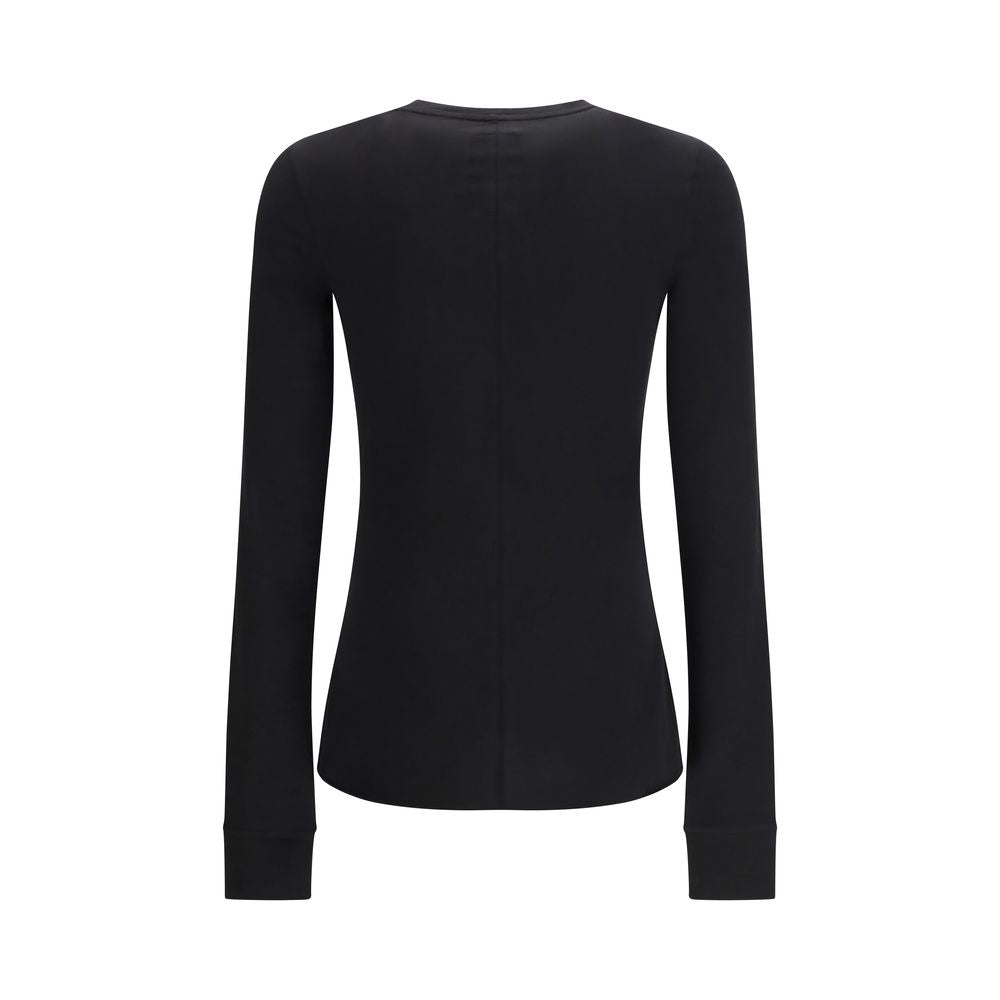Schwarzes langärmeliges Baumwoll-T-Shirt mit Oversize-Ärmeln