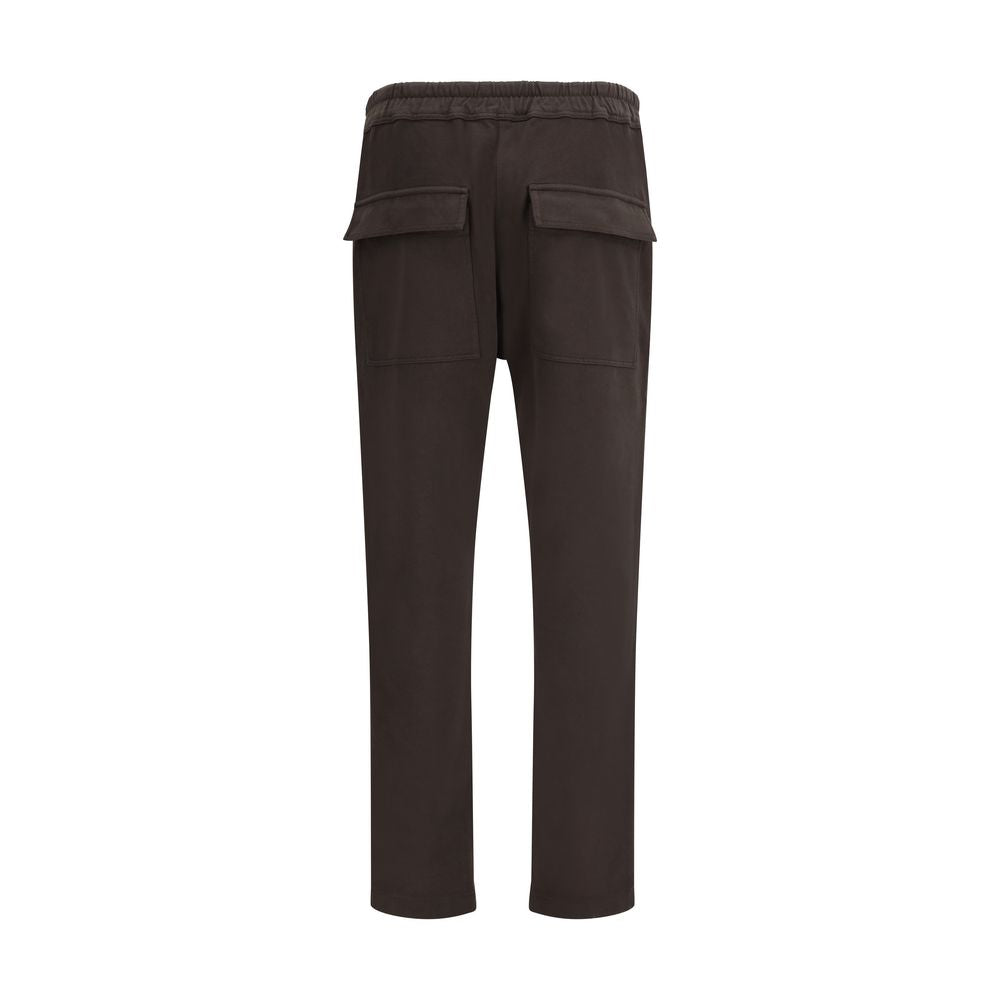 Brown Cotton Athletic Pants with Logo Patch