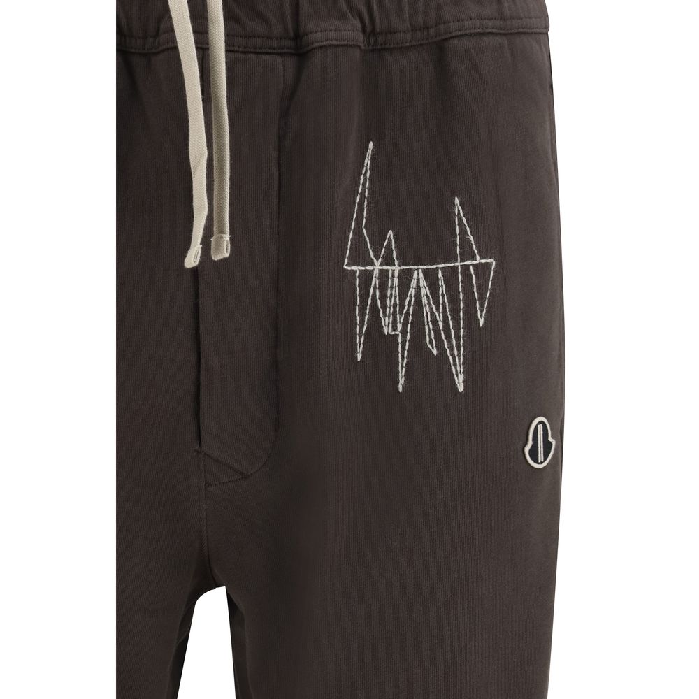 Brown Cotton Athletic Pants with Logo Patch