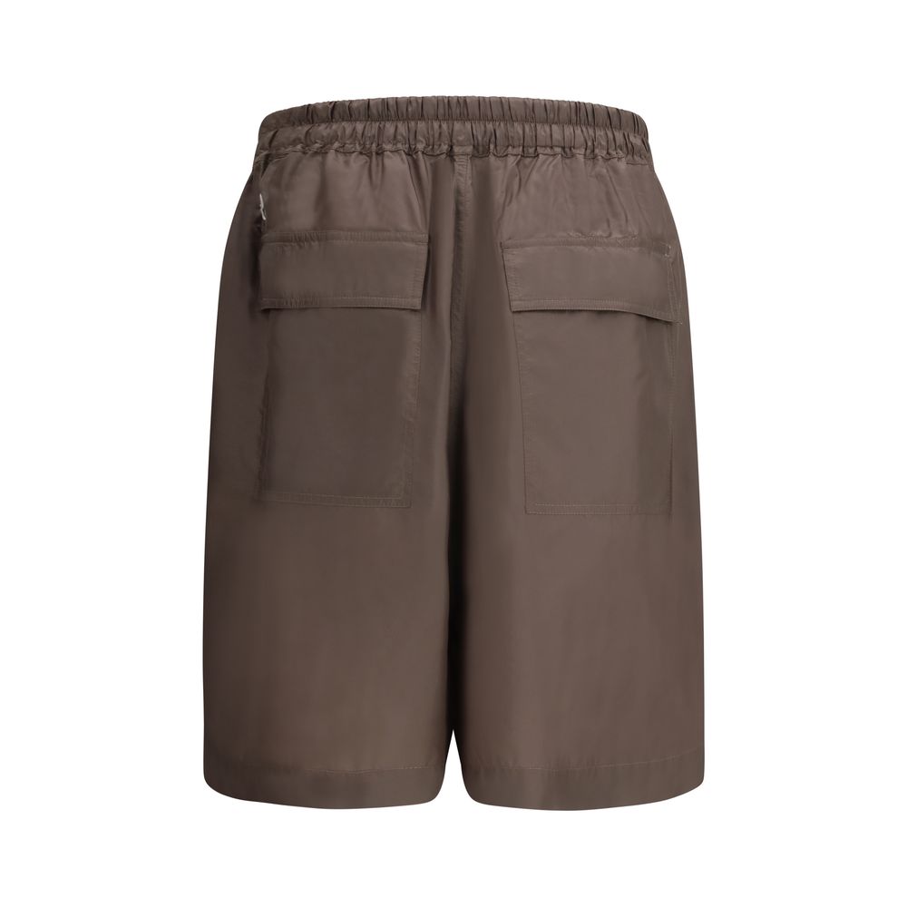 Brown Synthetic Kilt-Style Bermuda Shorts