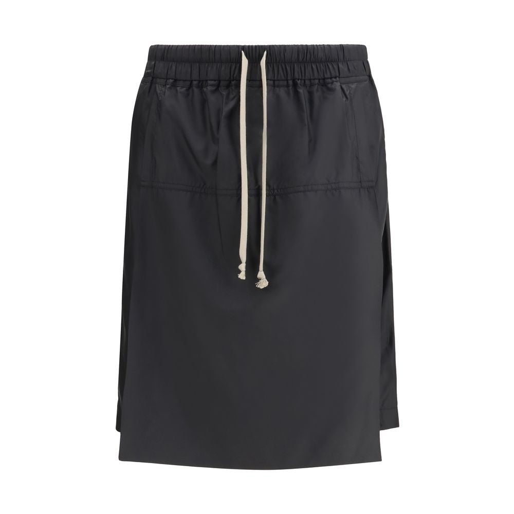 Schwarze Synthetik-Bermudashorts mit Kilt-Design
