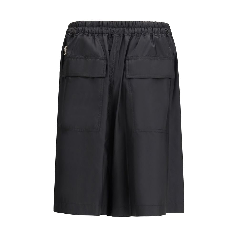 Schwarze Synthetik-Bermudashorts mit Kilt-Design