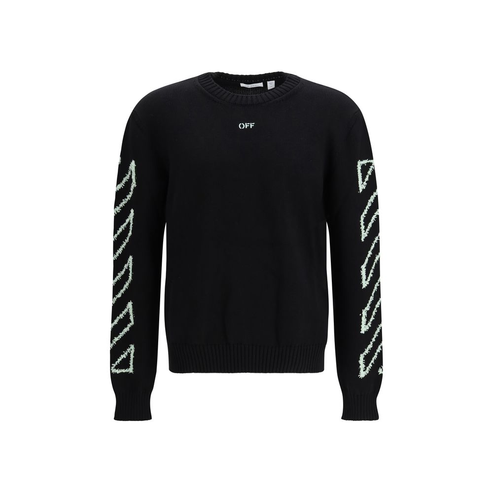 Schwarzer Baumwollpullover mit diagonalen Pfeilen von Off-White