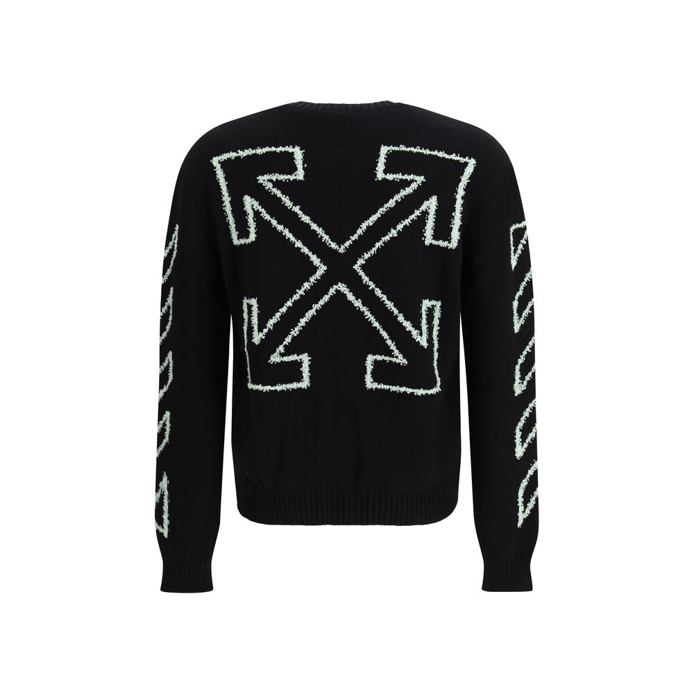 Schwarzer Baumwollpullover mit diagonalen Pfeilen von Off-White