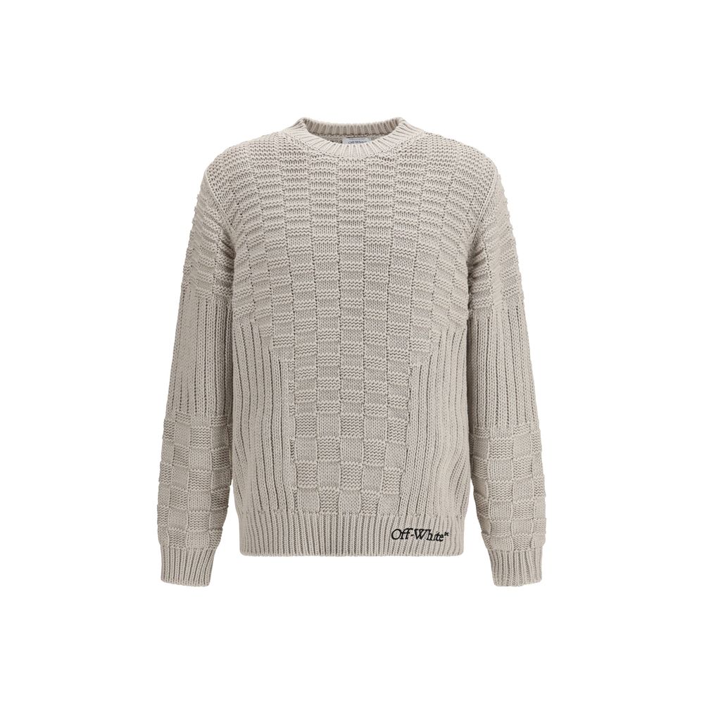 Beige Cotton Crew Neck Sweatshirt with Logo Detail