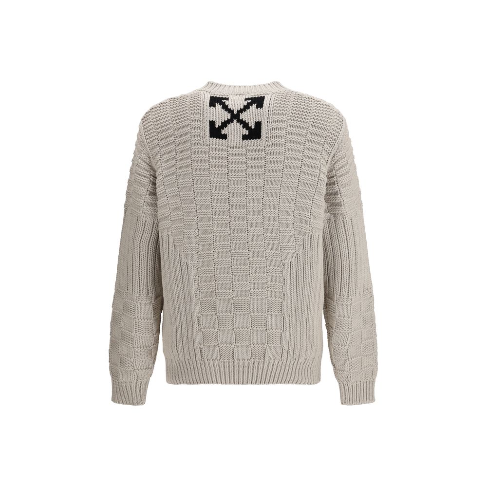 Beige Cotton Crew Neck Sweatshirt with Logo Detail