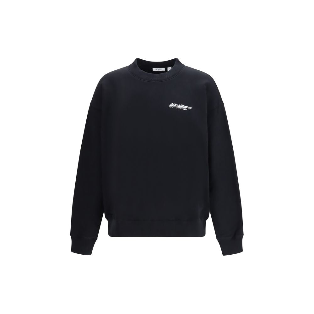 Schwarzes Baumwoll-Sweatshirt mit Rundhalsausschnitt und gesticktem Logo