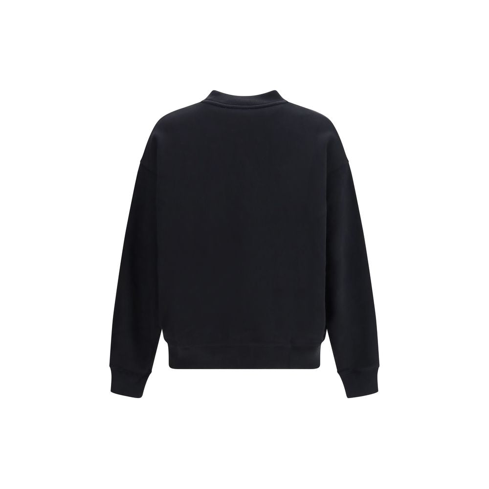 Schwarzes Baumwoll-Sweatshirt mit Rundhalsausschnitt und gesticktem Logo