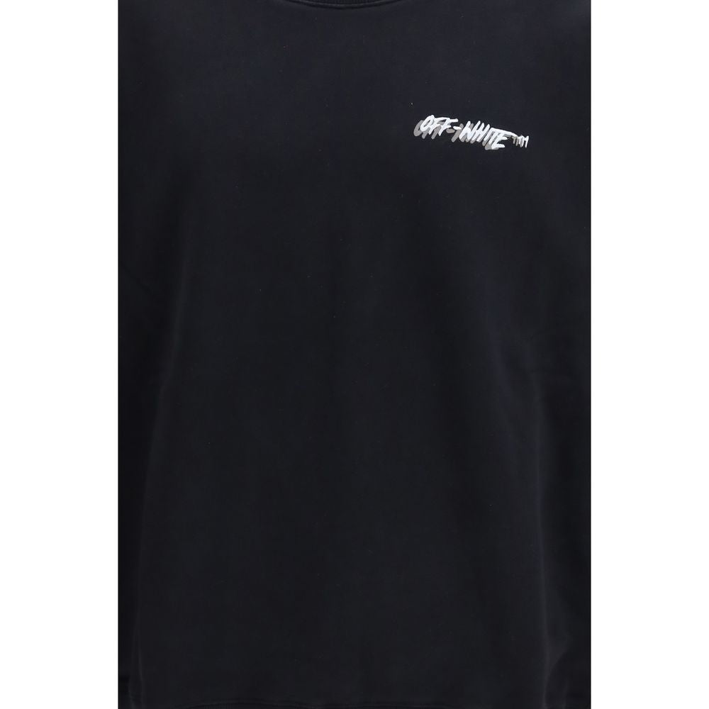 Black Cotton Crew Neck Sweatshirt with Embroidered Logo
