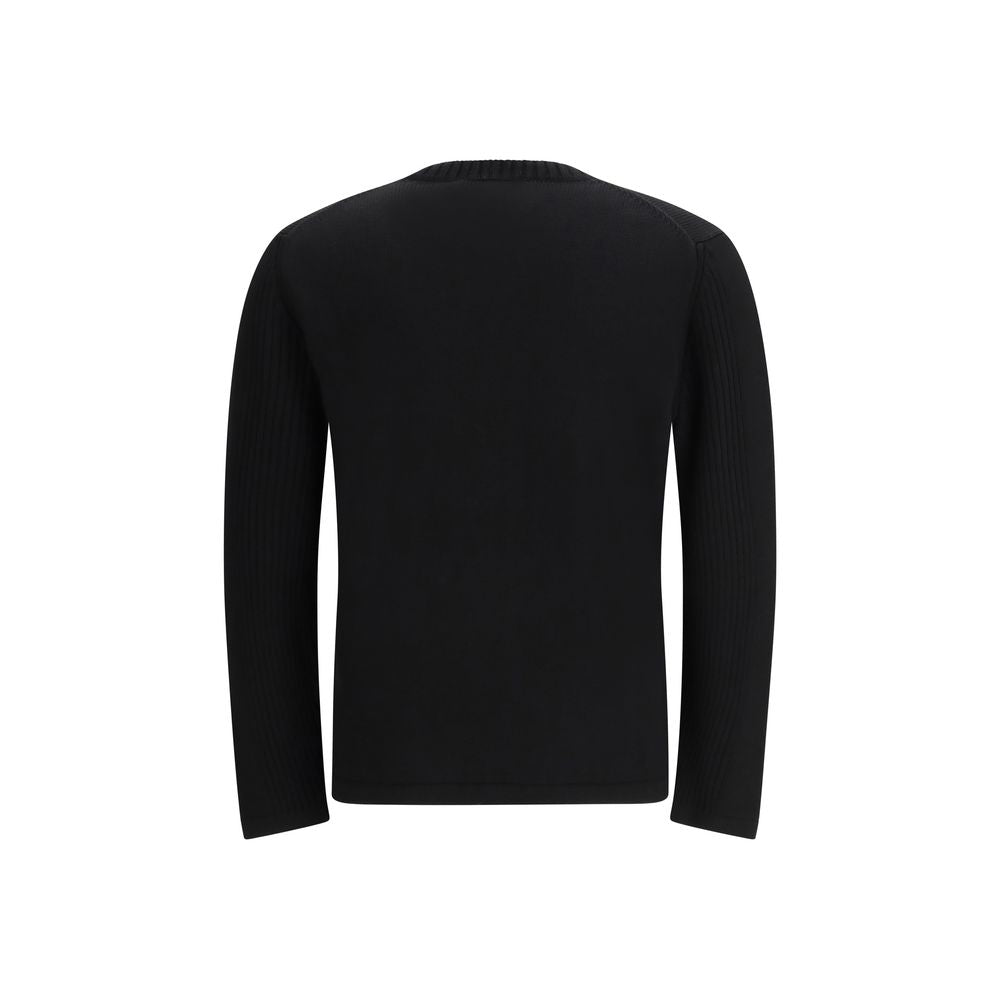 Schwarzes Woll-Sweatshirt mit Logo und Brusttasche