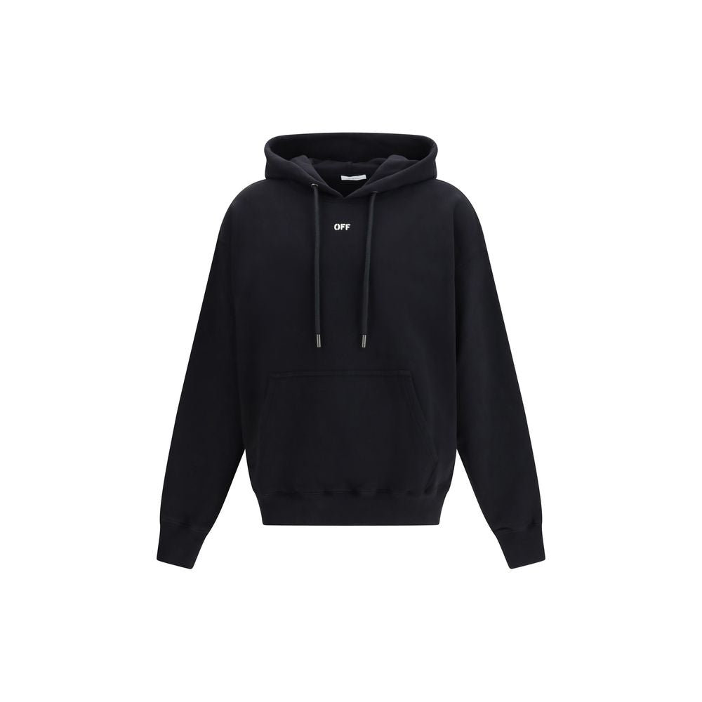 Black Cotton Sweatshirt with Adjustable Hood