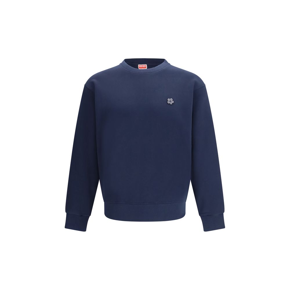Blaues Baumwoll-Sweatshirt mit Boke Flower-Stickerei