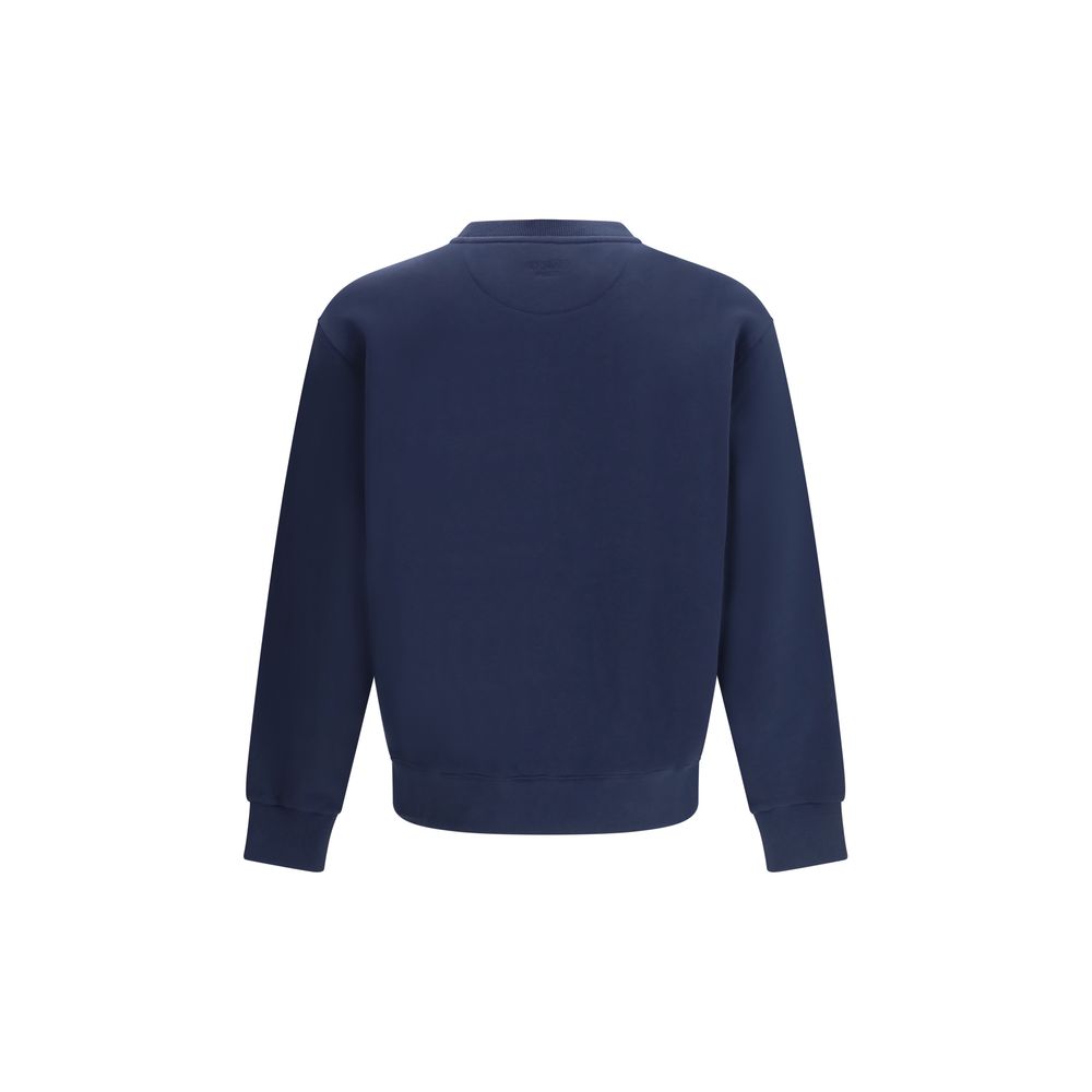 Blaues Baumwoll-Sweatshirt mit Boke Flower-Stickerei