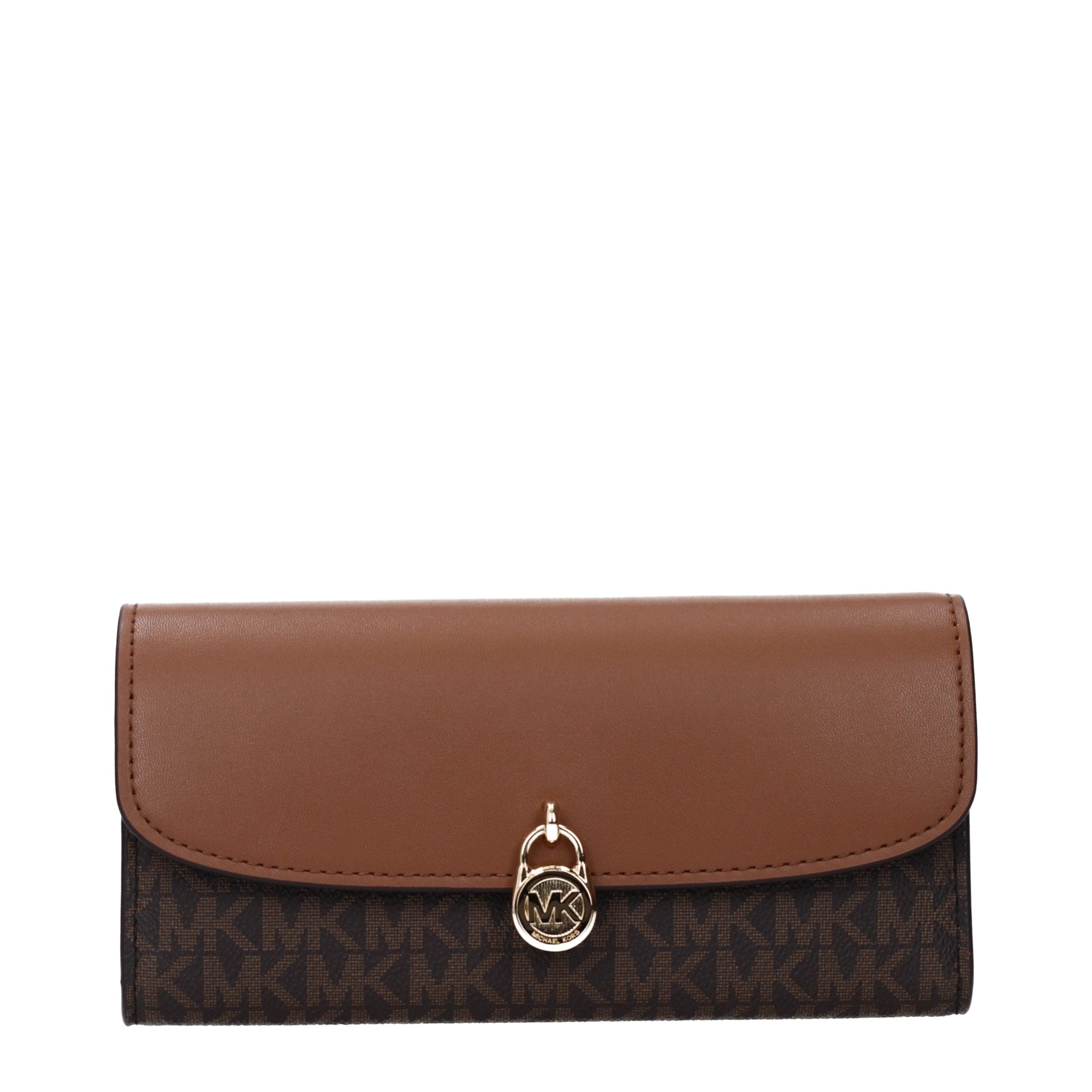 Brown Synthetic Wallet with Logo by Michael Kors