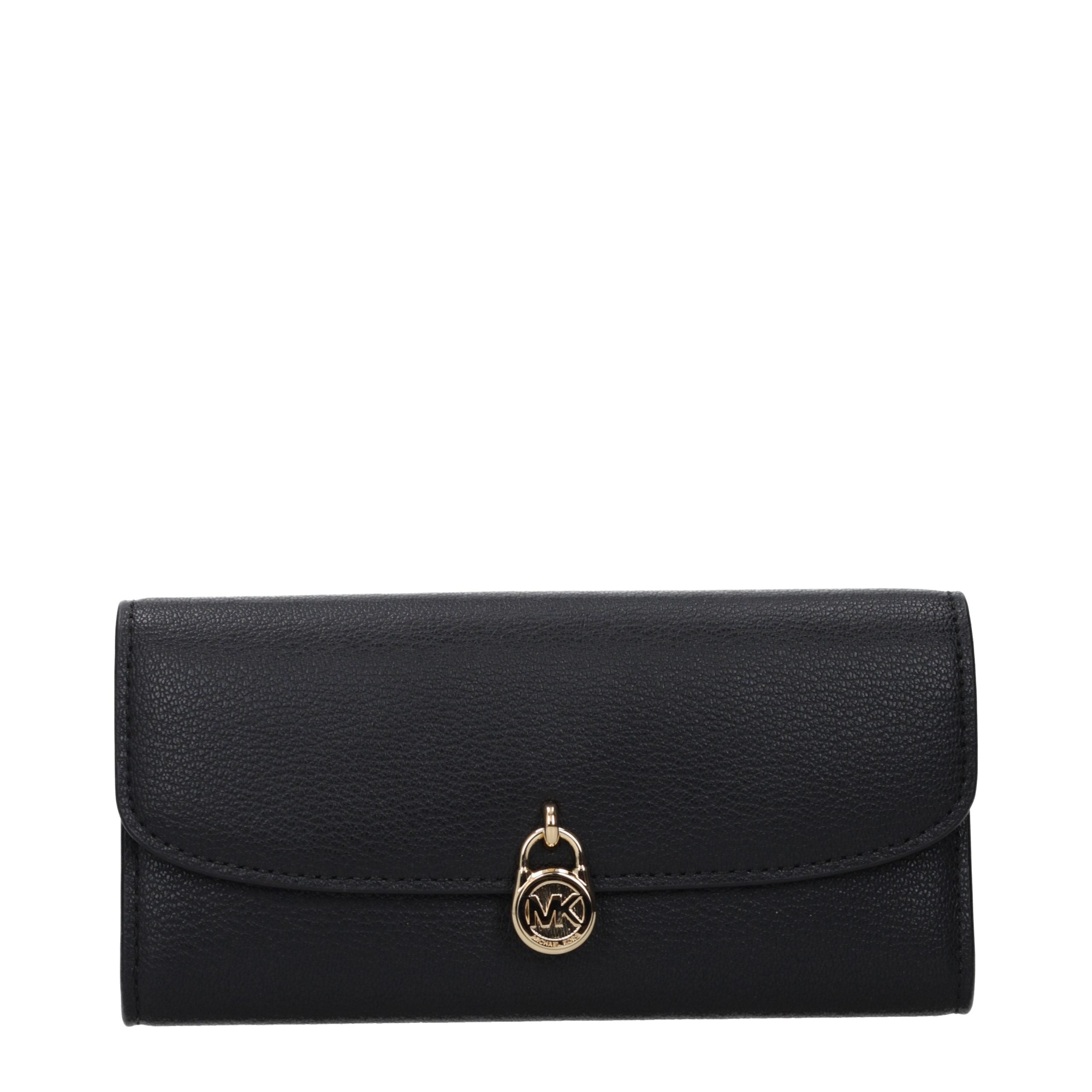 Schwarzes Lederportemonnaie mit Frontlogo von Michael Kors