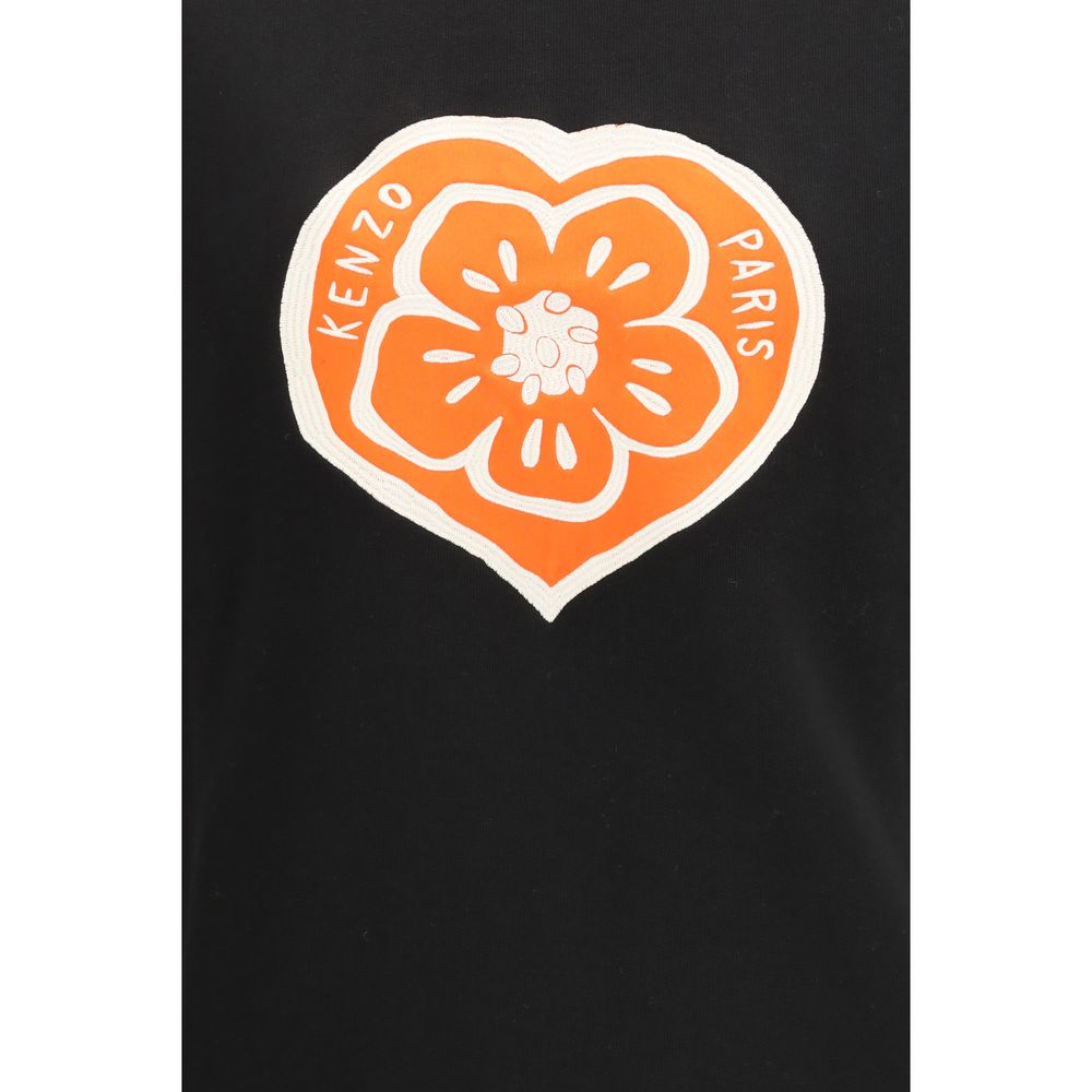 Black Cotton Sweatshirt with Boke Heart Embroidery by Kenzo