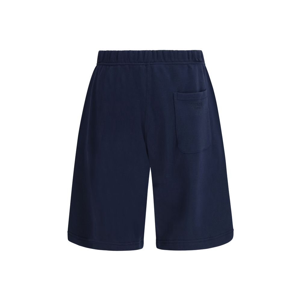 Blaue Baumwoll-Bermudashorts mit Stickerei von Kenzo