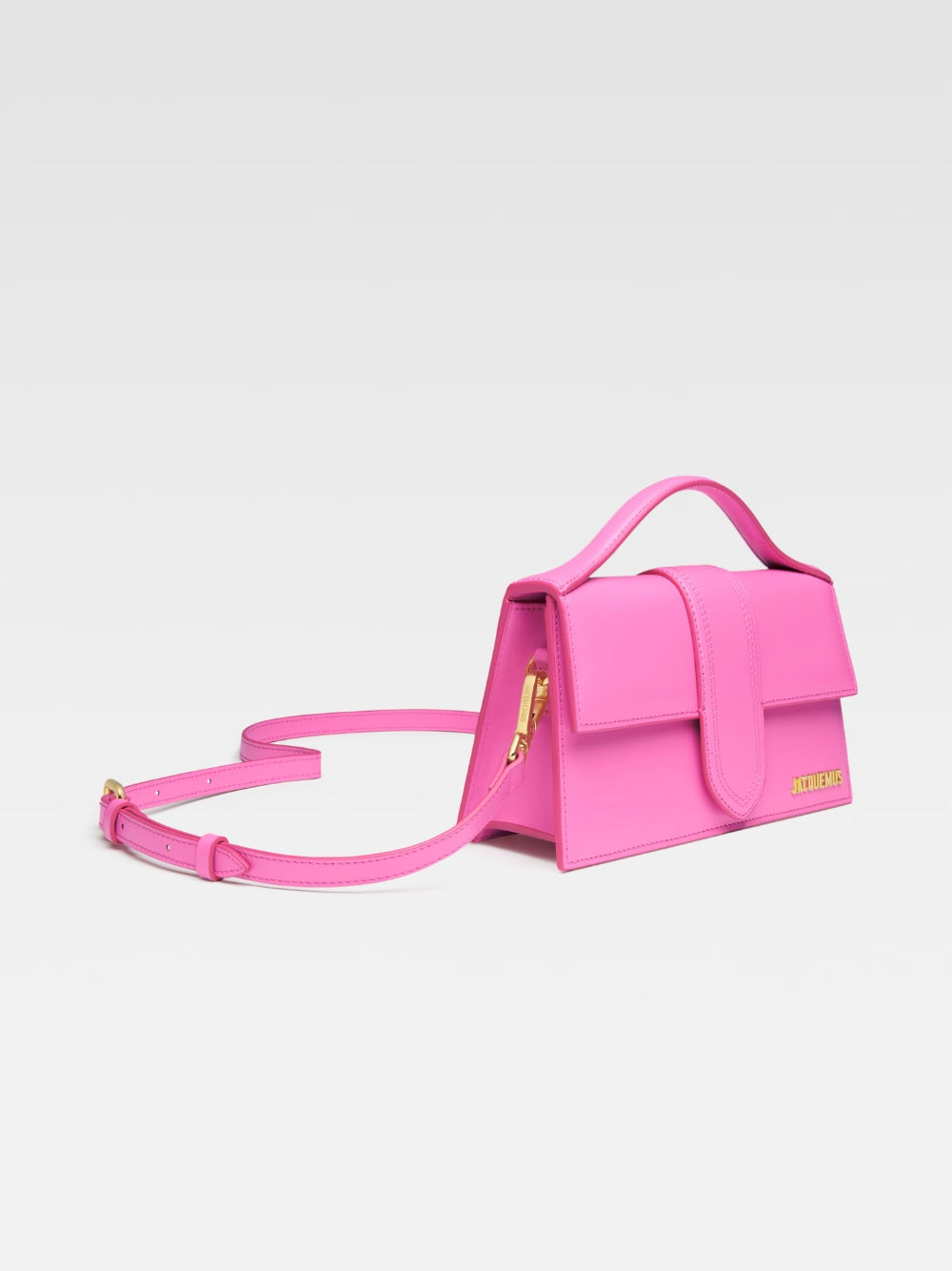Neon Pink Leather Le Grand Bambino Handbag by Jacquemus
