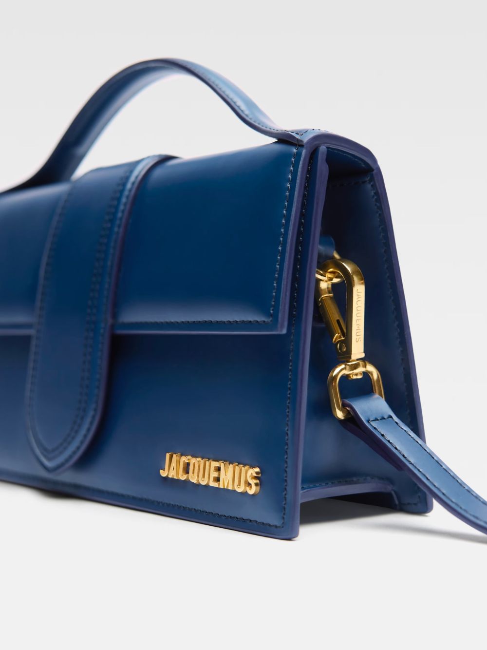 Dark Navy Leather Le Grand Bambino Handbag by Jacquemus