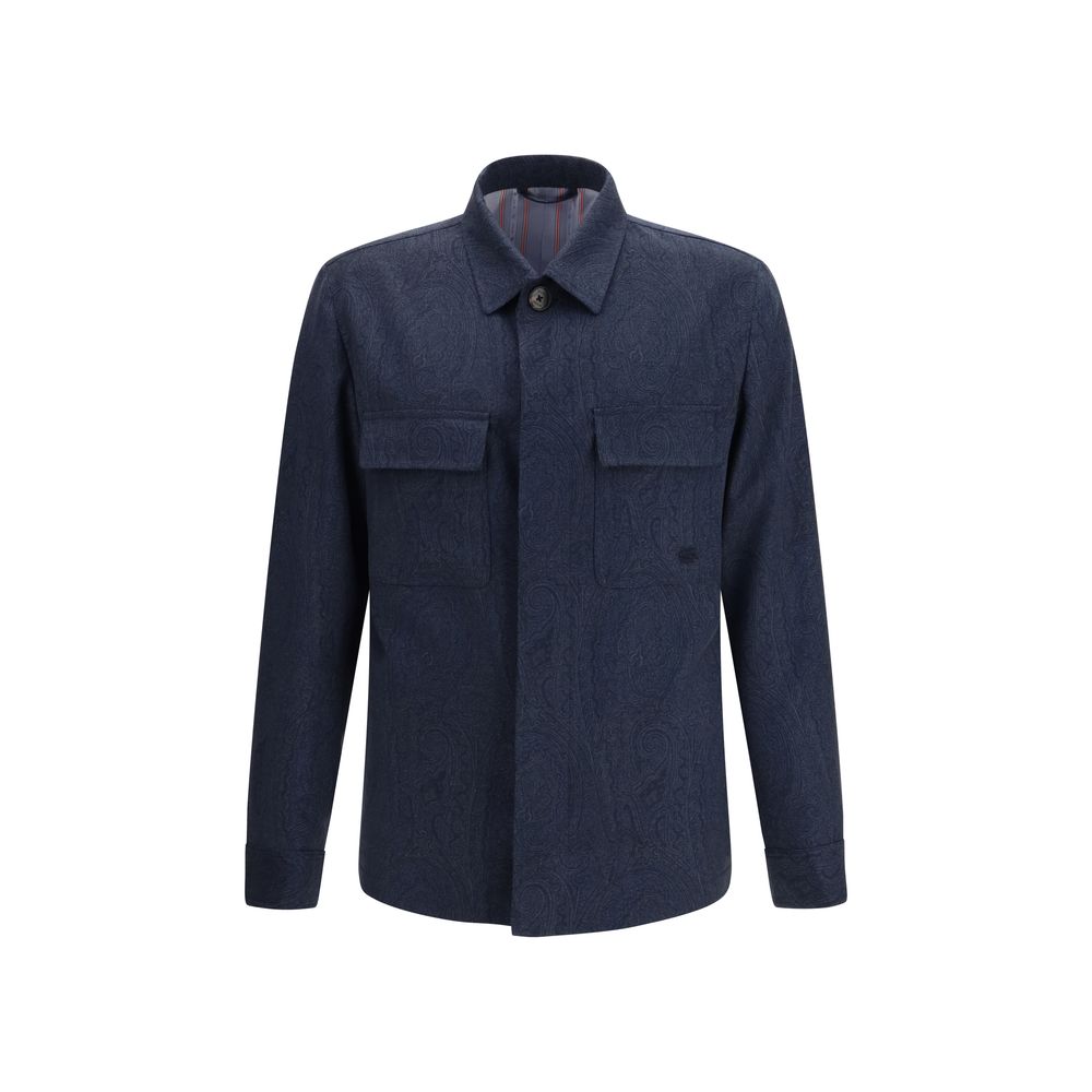 Blaue Wolljacke mit Paisleymuster von Etro