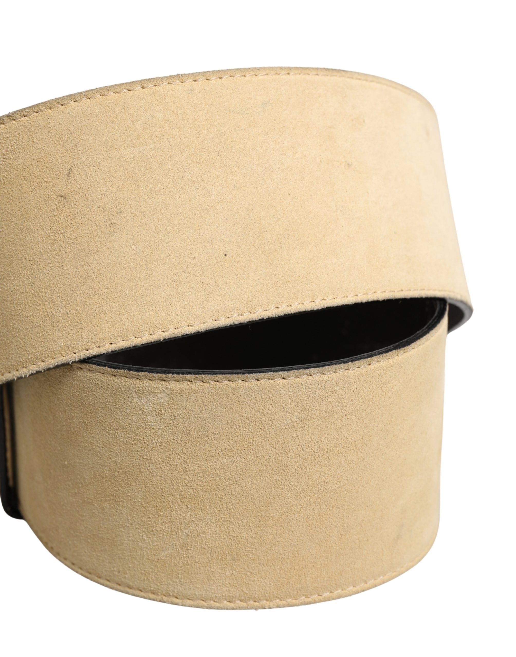 Beige Leather Belt with Silver Metal Buckle by Gianni Versace