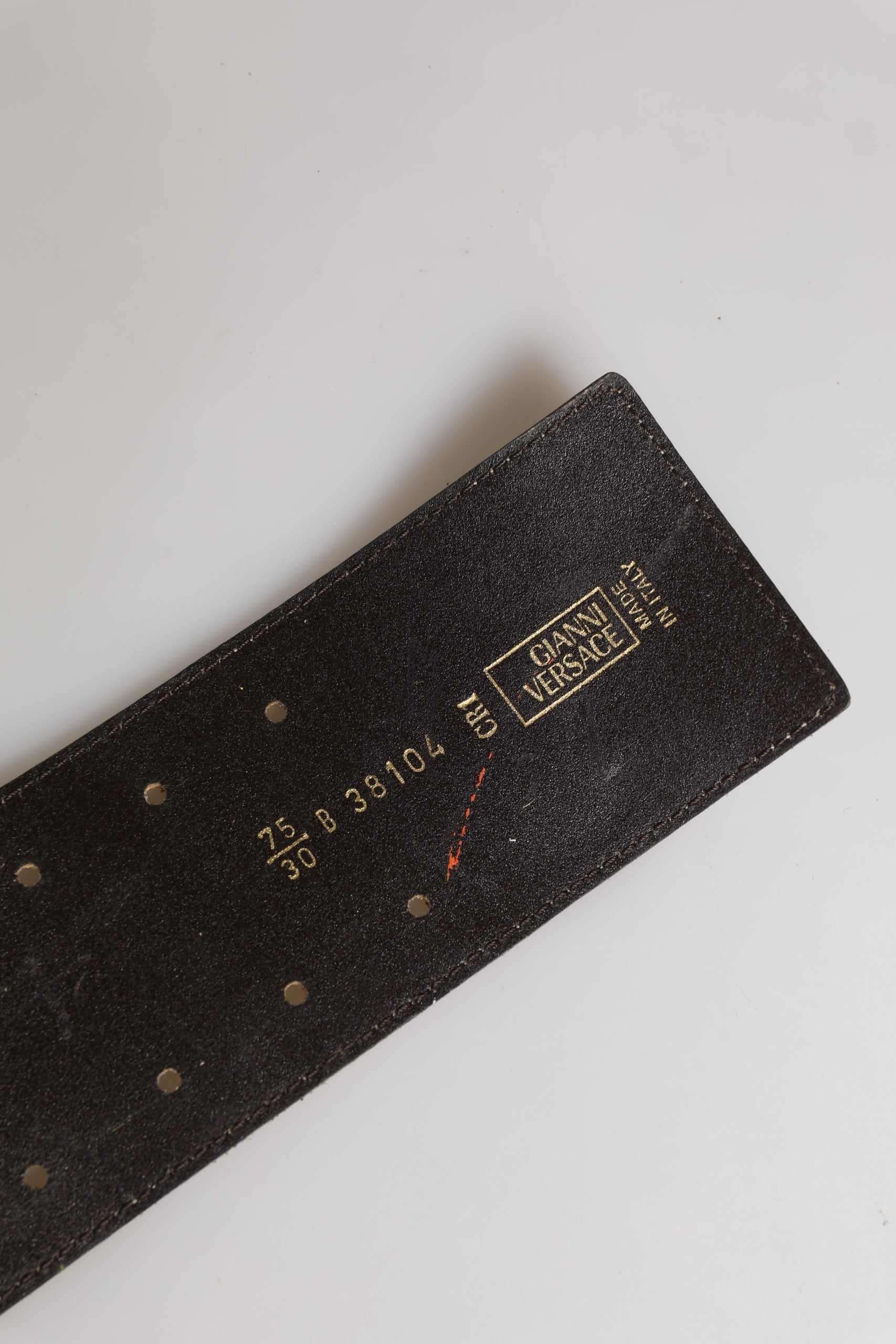 Beige Leather Belt with Silver Metal Buckle by Gianni Versace