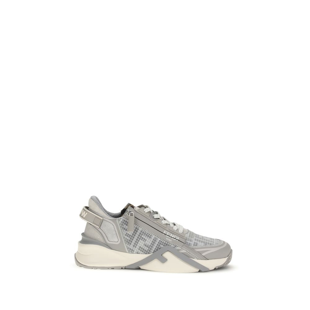 Gray Synthetic Athletic Sneakers with Side Zip by Fendi