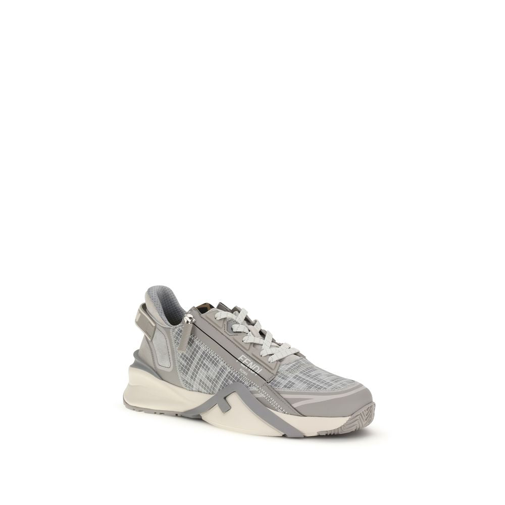 Gray Synthetic Athletic Sneakers with Side Zip by Fendi
