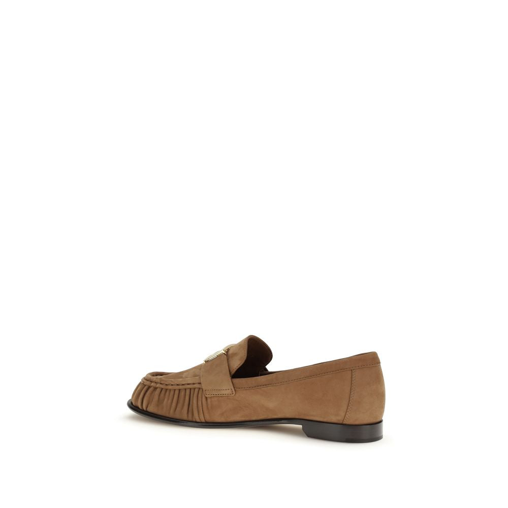 Braune Wildleder-Slipper mit FF-Metalldetail