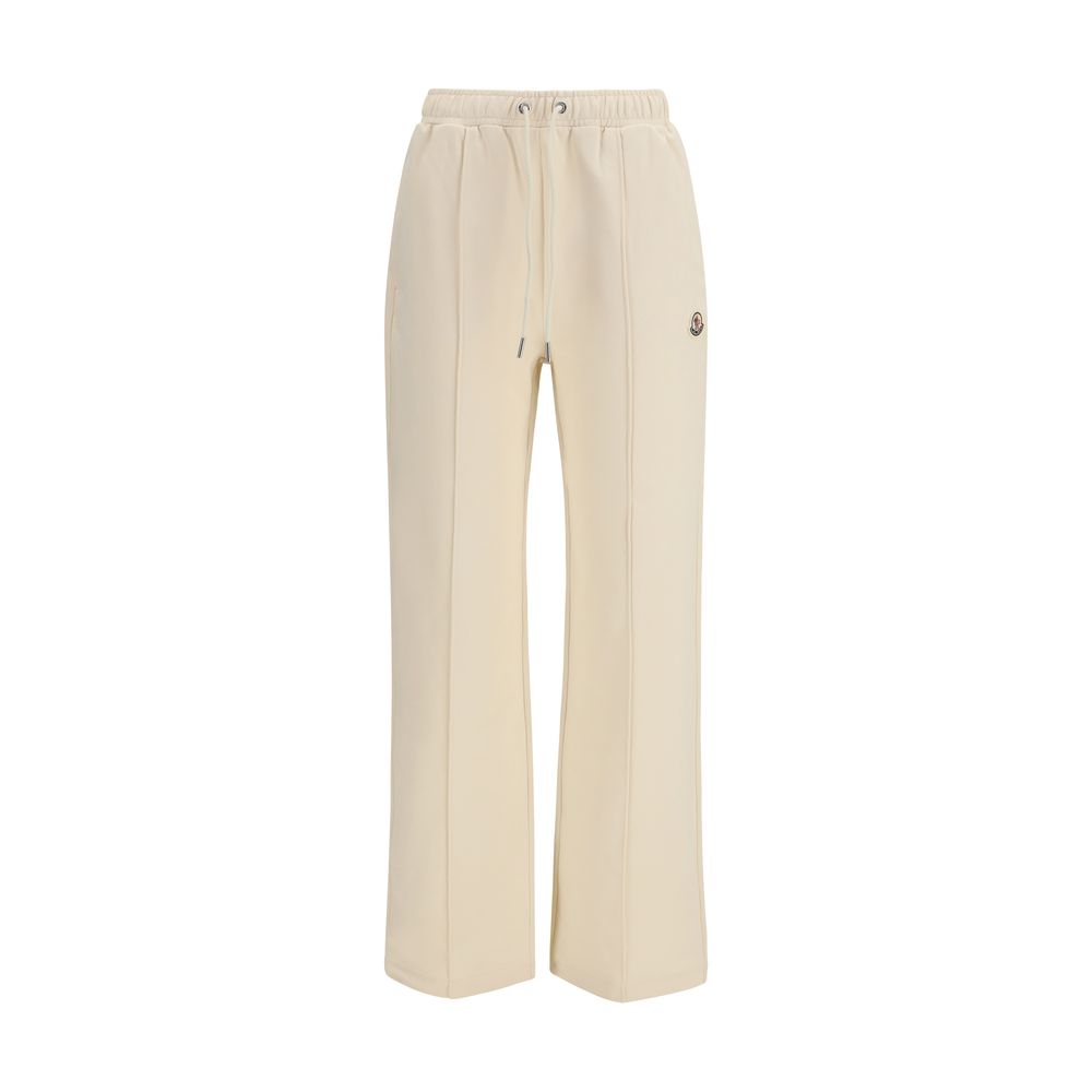 Beige Cotton Athletic Pants with Drawstring Waist
