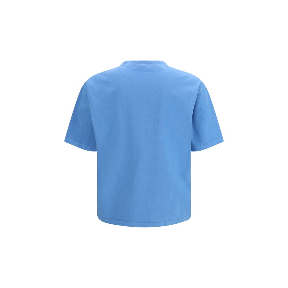 Blaues Baumwoll-T-Shirt mit Prada Signature-Patch