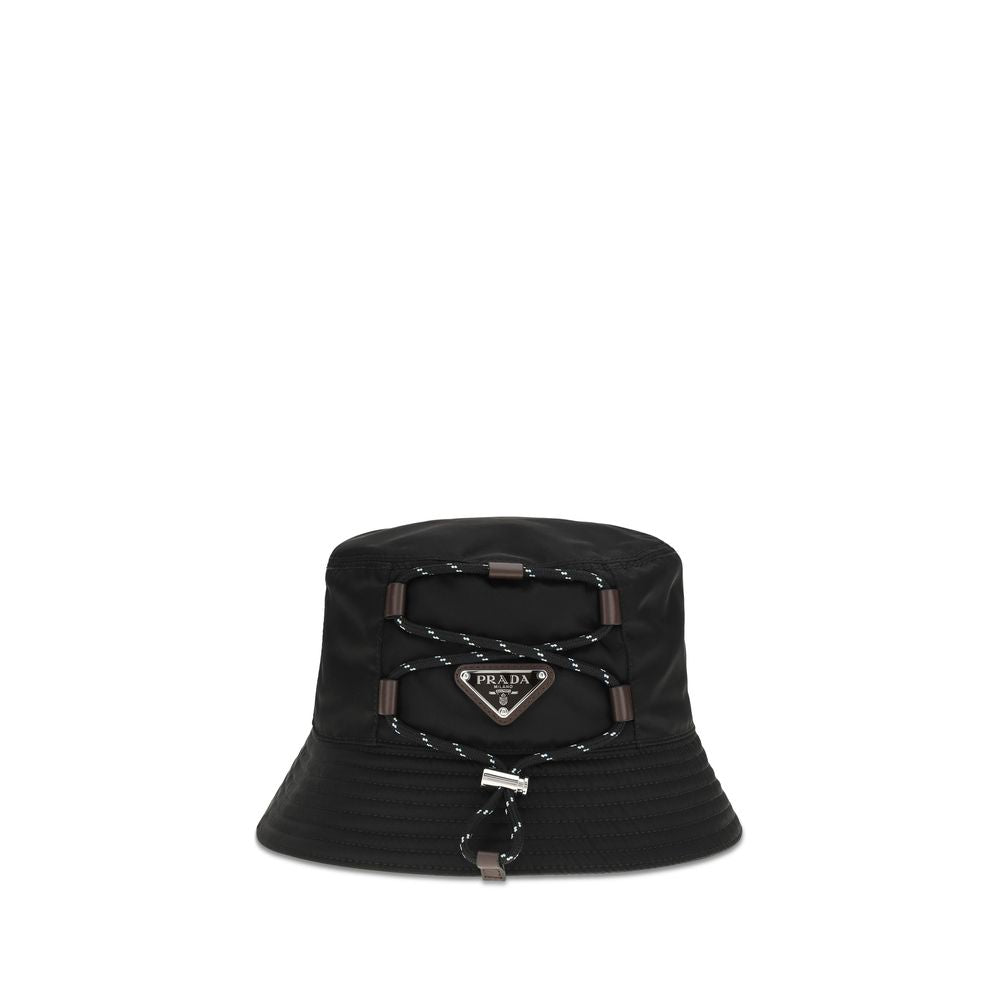 Black Synthetic Bucket Hat with Logo