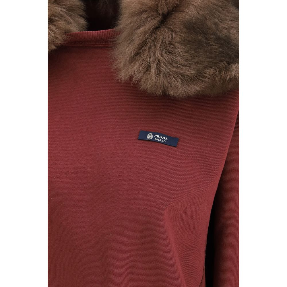 Sweat-shirt en coton bordeaux Prada