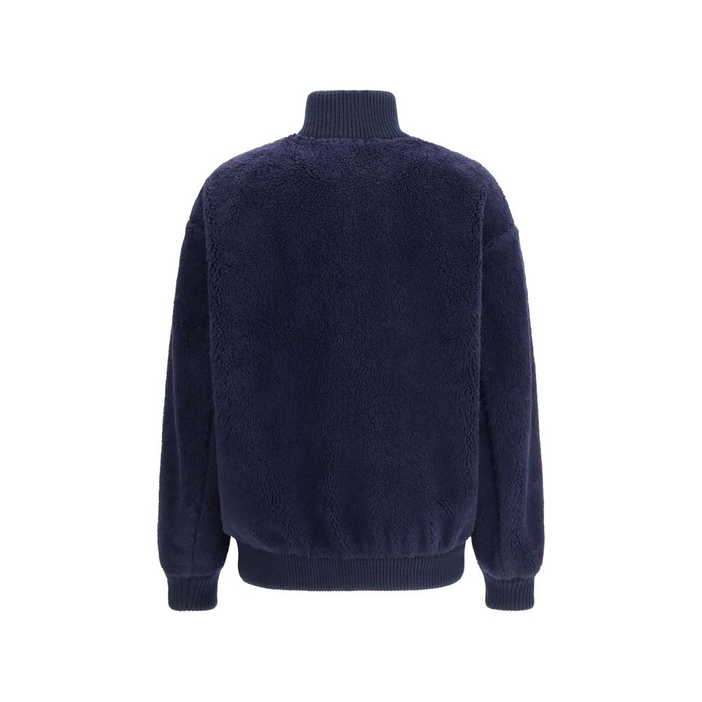 Blue Synthetic Full-Length Fleece Jacket