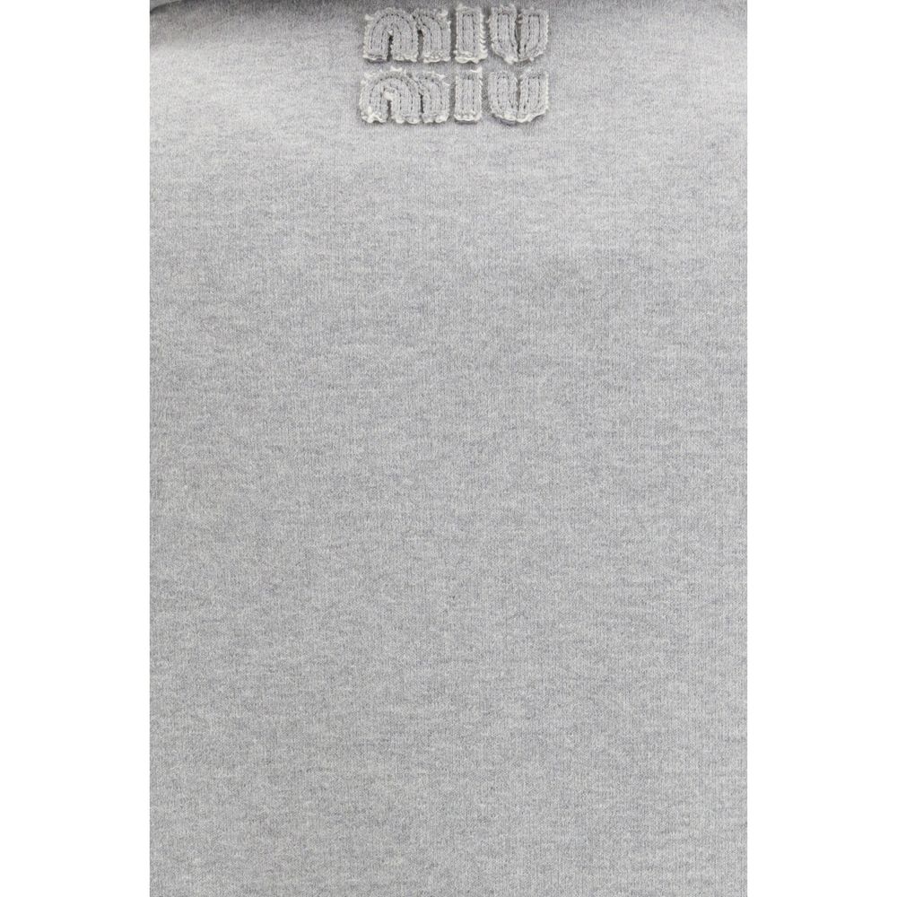 Graues Baumwoll-Sweatshirt mit seitlichem Reißverschluss