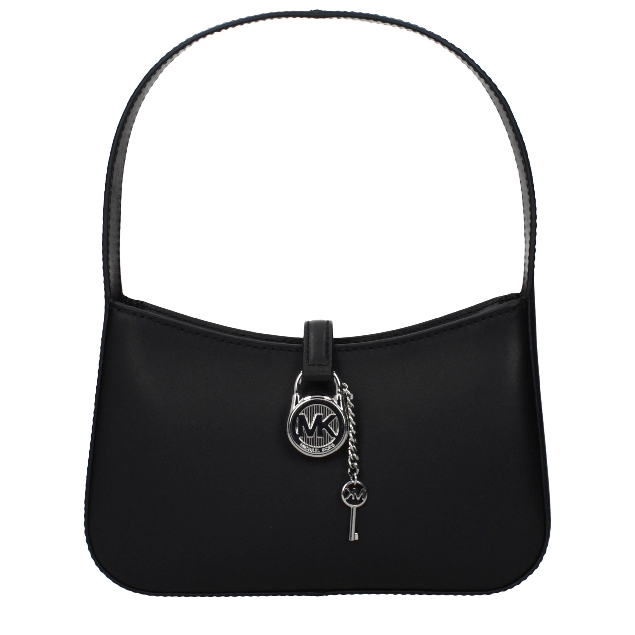 Schwarze Lederhandtasche mit Logo-Detail auf der Vorderseite