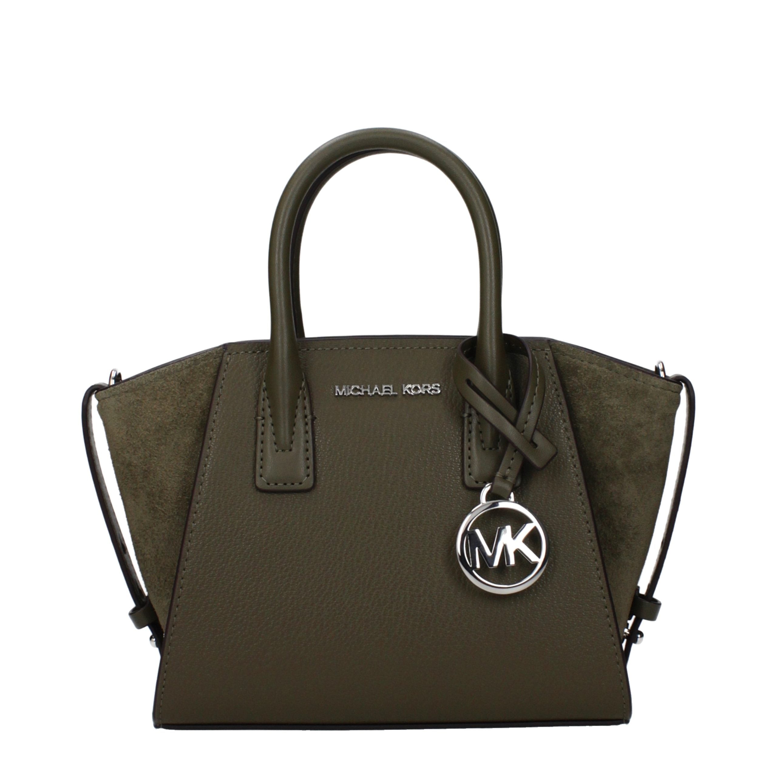 Green Leather Handbag with Adjustable Shoulder Strap by Michael Kors