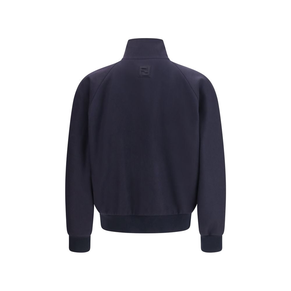 Blaue Kaschmir-Bomberjacke mit geprägtem Kragen