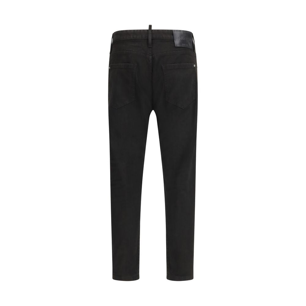 Schwarze Slim-Twist-Jeans aus Baumwolle