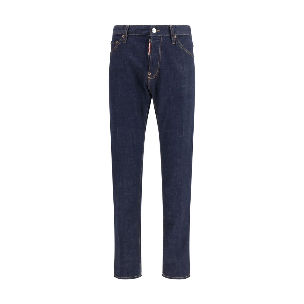 Blaue Slim Straight-Leg Jeans aus Baumwolle