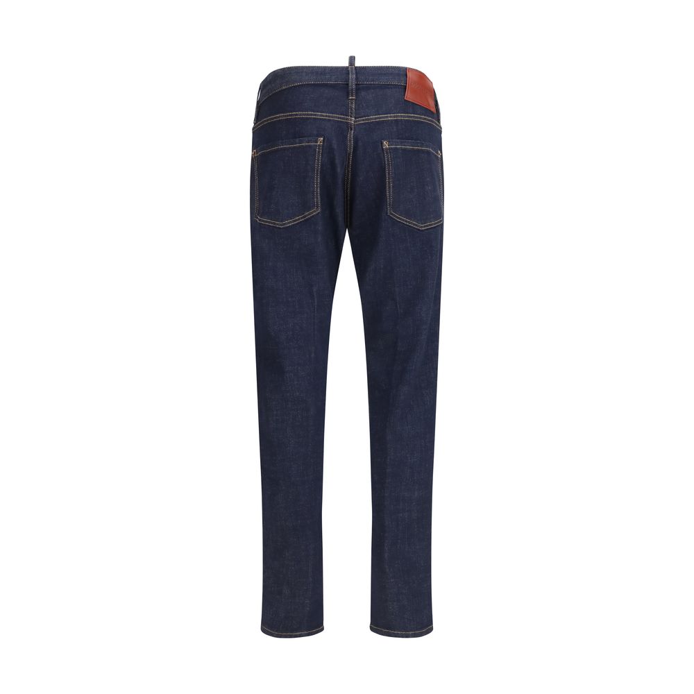 Blaue Slim Straight-Leg Jeans aus Baumwolle