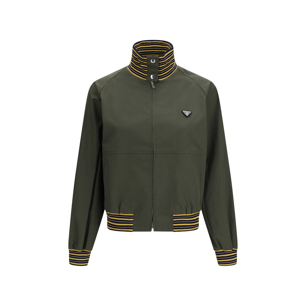 Zweifarbige Synthetik-Bomberjacke mit gestreiftem Kragen und Bündchen