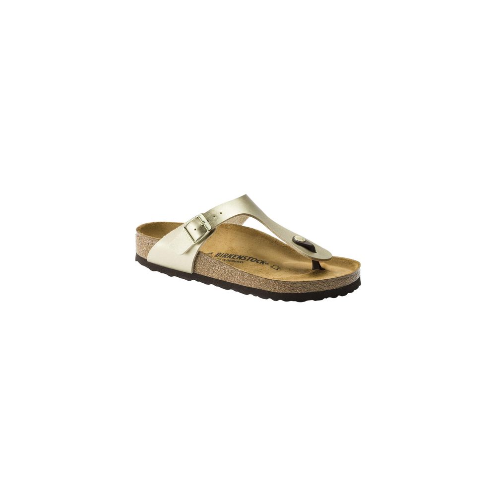 Gold Synthetic Flat Sandals with Adjustable Strap