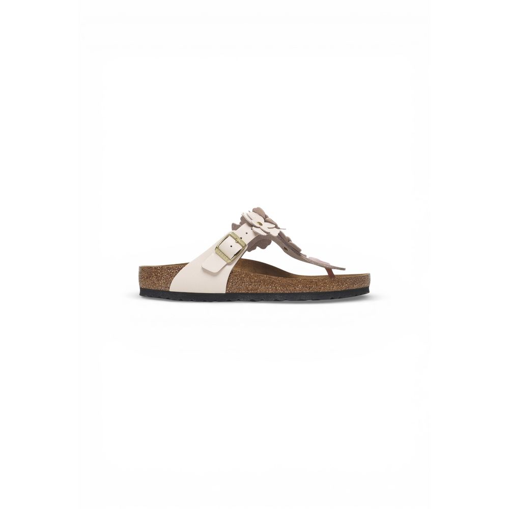 Pink Leather Sandals with Floral Embossed Detail