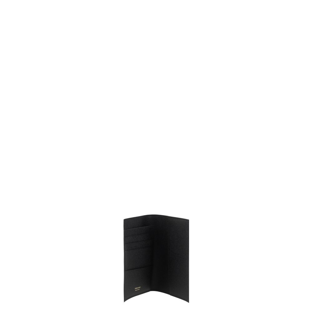 Black Leather Bifold Wallet with Iconic Gancini Detail