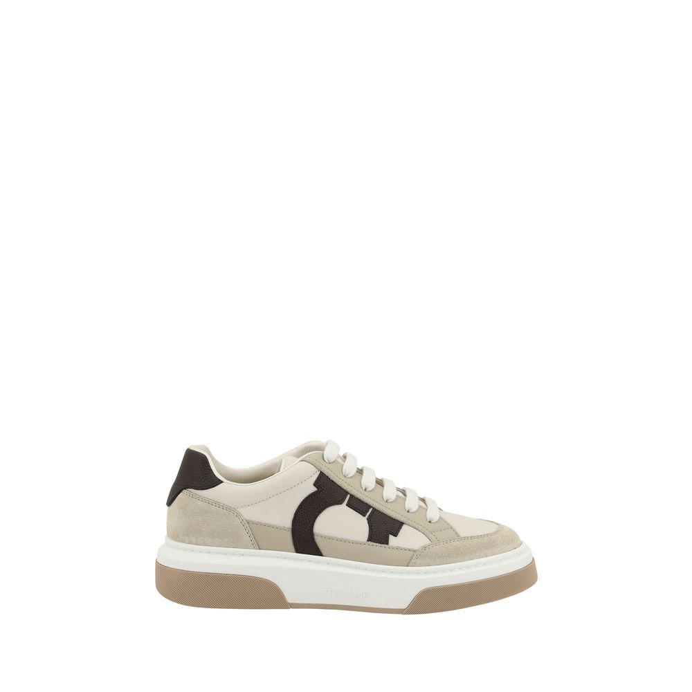 Multicolor Leather Platform Sneakers with Gancini Detail