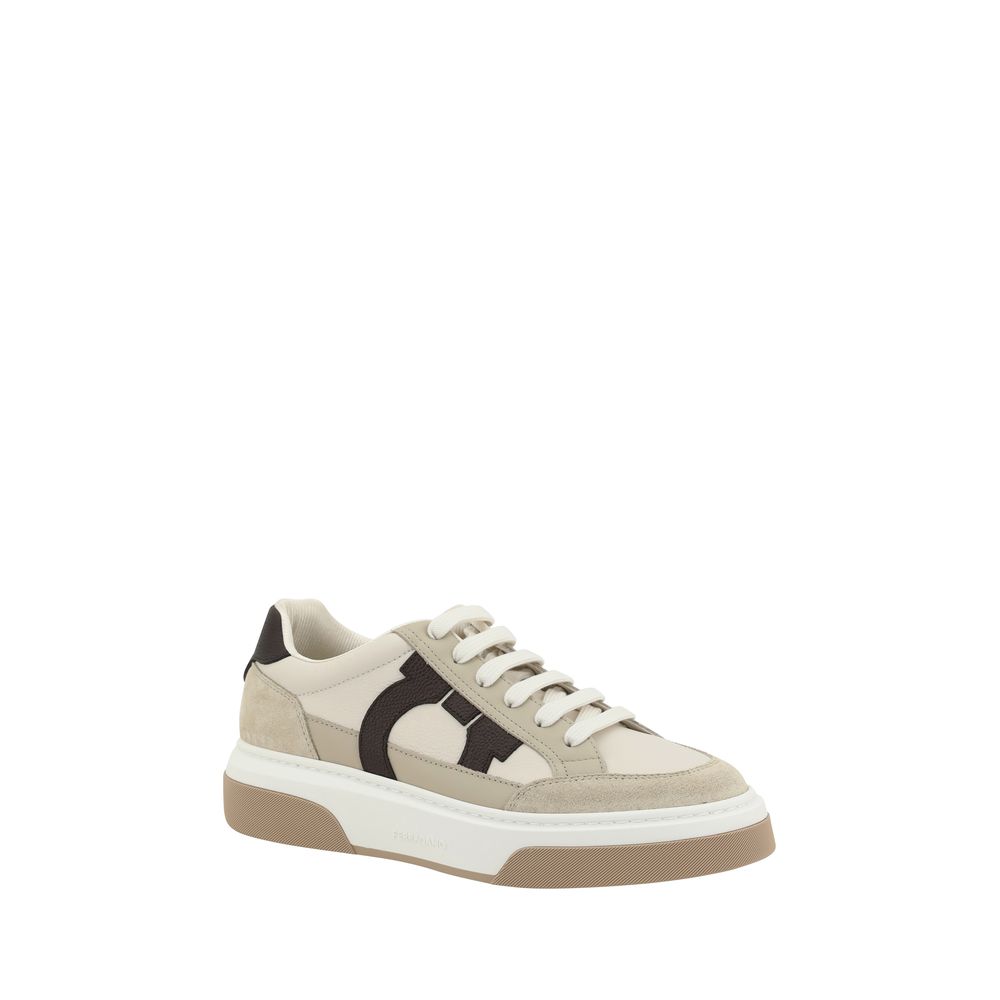 Multicolor Leather Platform Sneakers with Gancini Detail