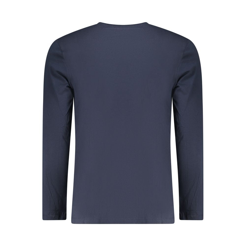 Blue Cotton Long-Sleeve T-Shirt with Embroidery
