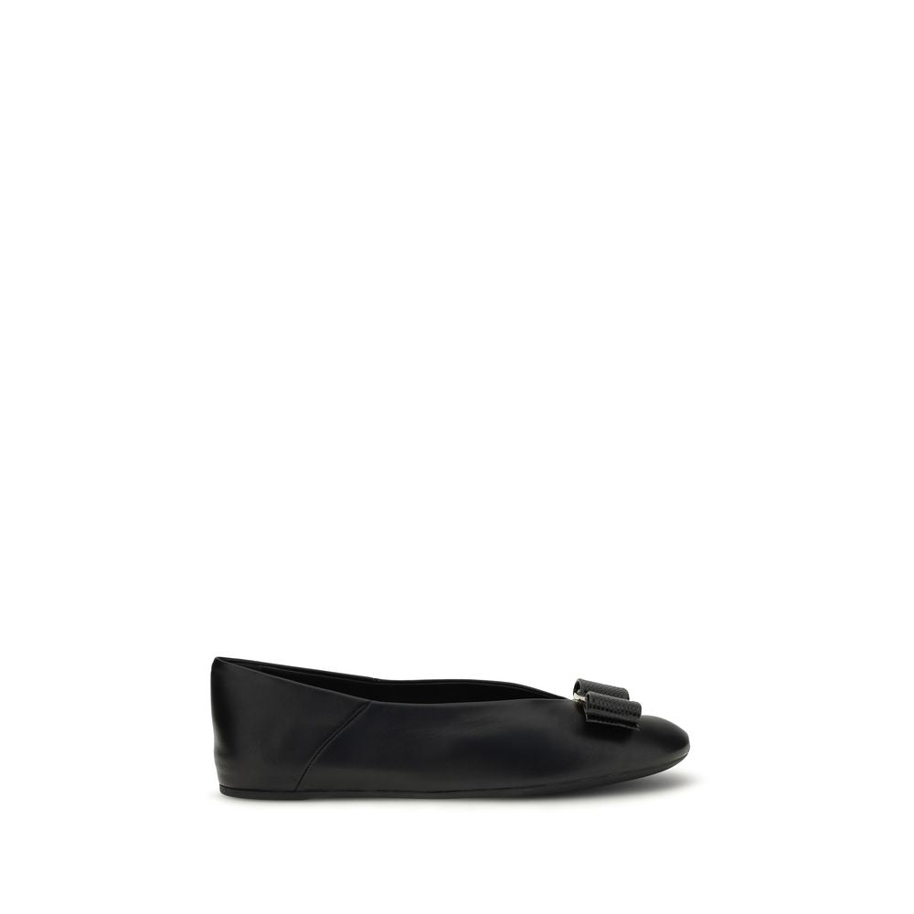 Schwarze Ballerinas aus Leder mit Vara-Schleife